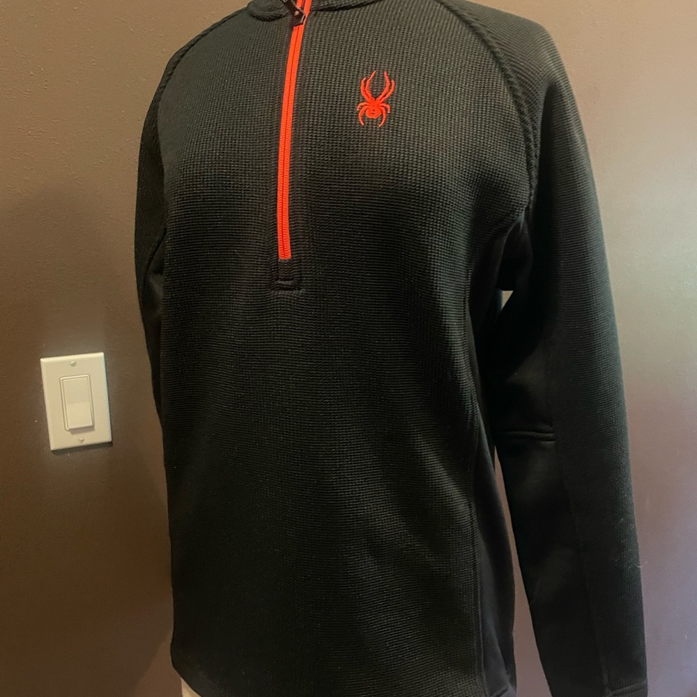 Men’s medium EUC Spyder Black Lightweight Jacket with Red Accents